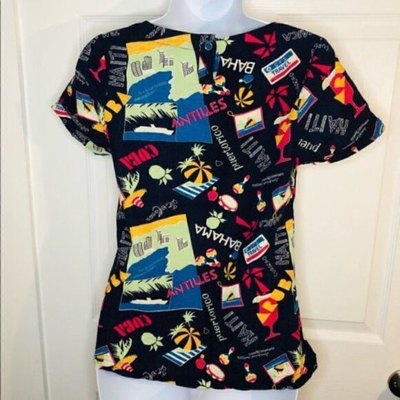 Modcloth Delightful Demeanor Short Sleeve Blouse Linen Navy Blue XS - Picture 9 of 13